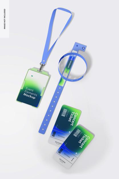 Event Elements Mockup, Top View Psd