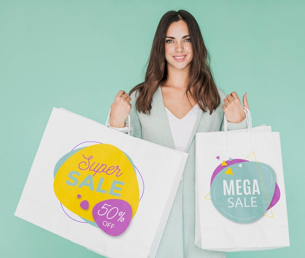 Exited Woman To Shop On Discounts Campaign Psd