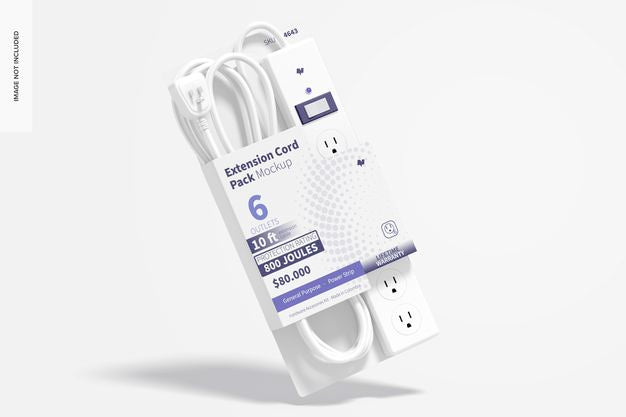 Extension Cord Pack Mockup, Floating Psd