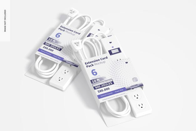 Extension Cord Pack Mockup, Top View Psd