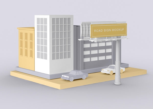 Exterior Advert Road Sign Mock-Up Psd