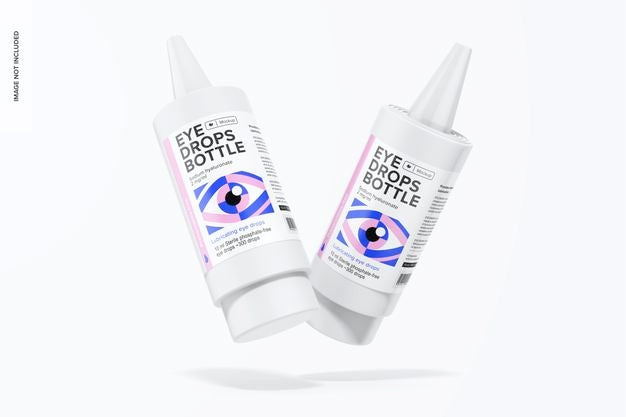 Eye Drops Bottles Mockup, Floating Psd