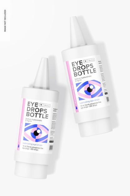 Eye Drops Bottles Mockup, Top View Psd
