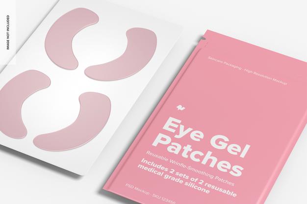 Eye Gel Patches Packaging Mockup, Close Up Psd