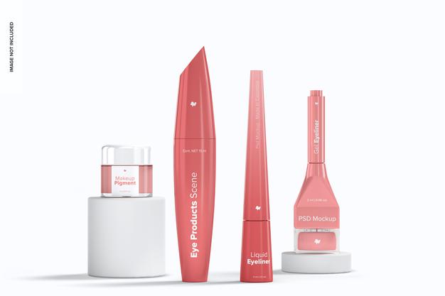 Eye Makeup Products Scene Mockup, Front View Psd
