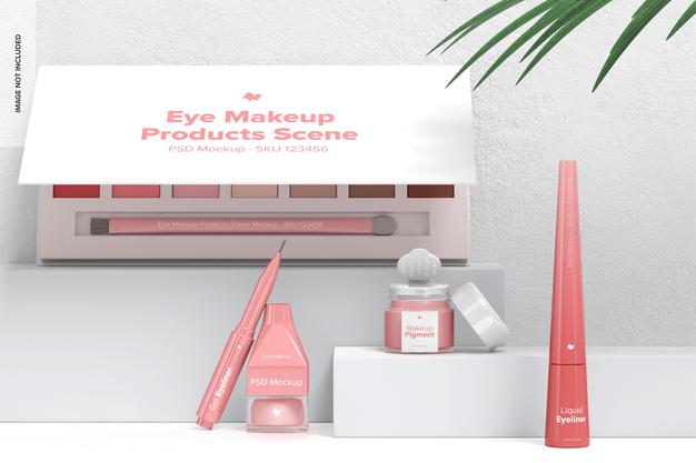 Eye Makeup Products Scene Mockup Psd