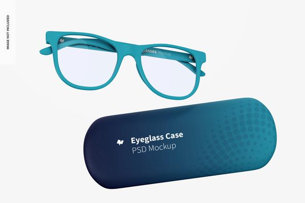 Eyeglass Cases Mockup, Falling Psd