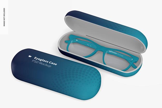 Eyeglass Cases Mockup, Opened Psd