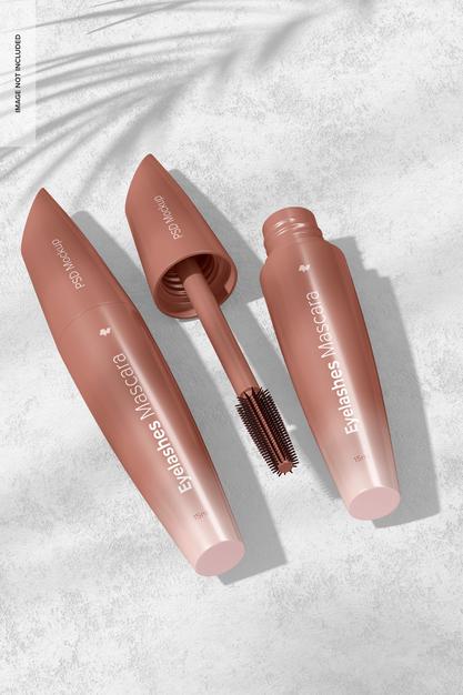 Eyelashes Mascara Mockup Top View Psd