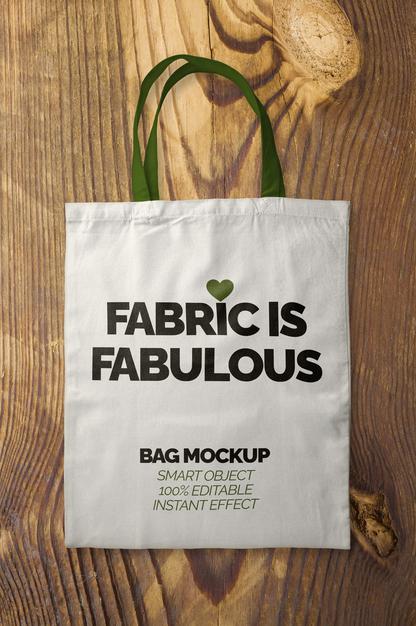Fabric Bag With Green Handles Mockup Psd