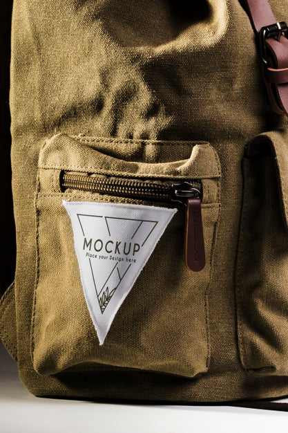 Fabric Clothing Patch Mock-Up On Backpack Psd