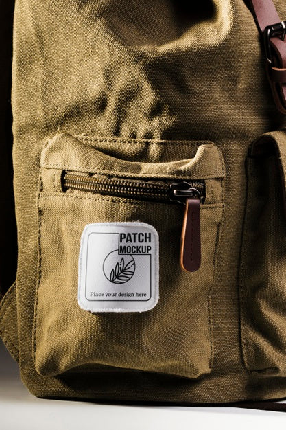 Fabric Clothing Patch Mock-Up On Backpack Psd
