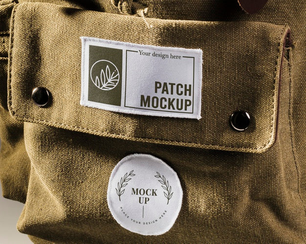 Fabric Clothing Patch Mock-Up On Backpack Psd
