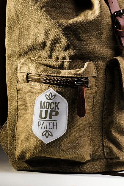 Fabric Clothing Patch Mock-Up On Backpack Psd