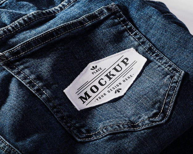 Fabric Clothing Patch Mock-Up On Denim Psd