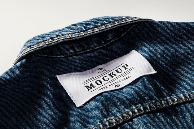 Fabric Clothing Patch Mock-Up On Denim Psd