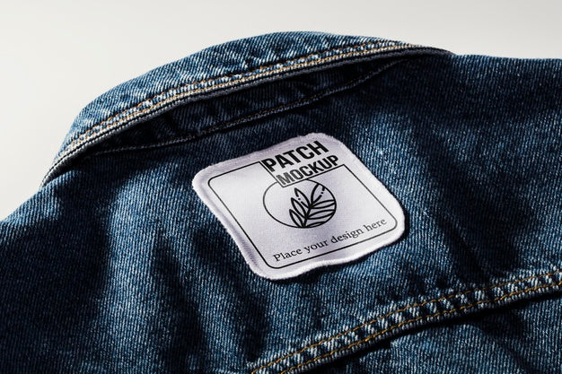 Fabric Clothing Patch Mock-Up On Denim Psd