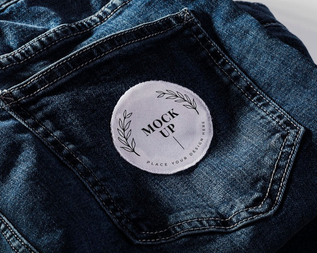 Fabric Clothing Patch Mock-Up On Denim Psd