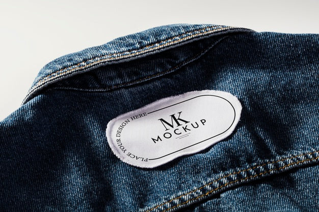 Fabric Clothing Patch Mock-Up On Denim Psd