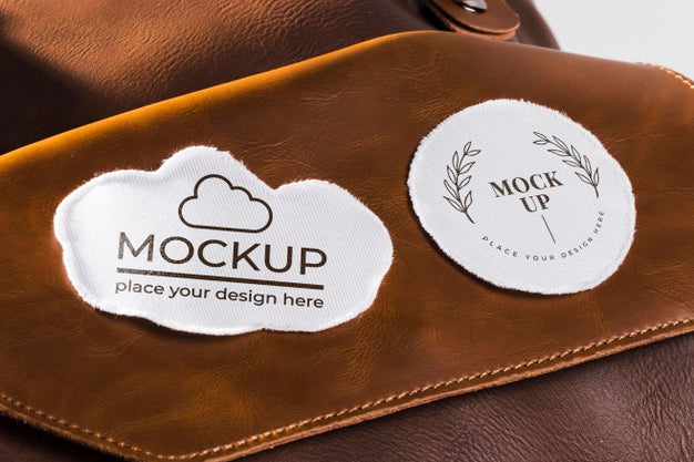 Fabric Clothing Patch Mock-Up On Leather Bag Psd