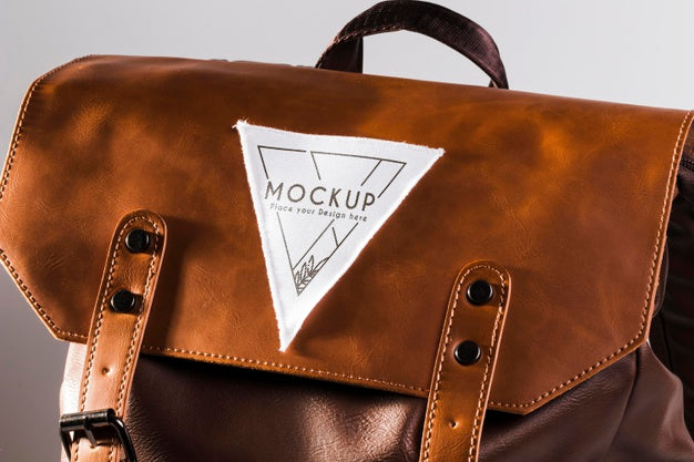 Fabric Clothing Patch Mock-Up On Leather Bag Psd