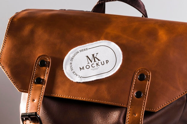 Fabric Clothing Patch Mock-Up On Leather Bag Psd