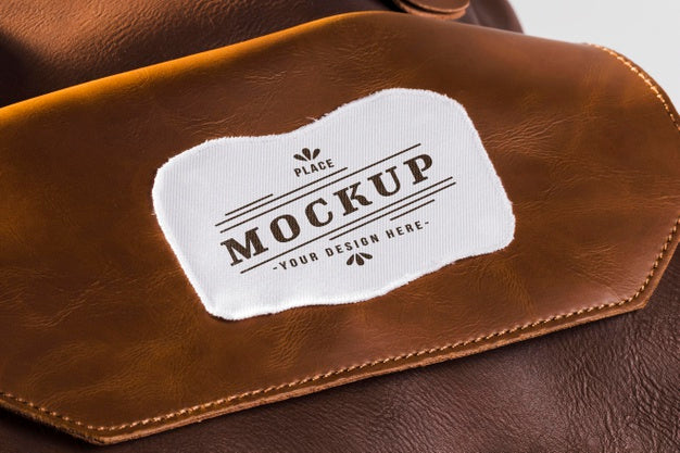 Fabric Clothing Patch Mock-Up On Leather Bag Psd