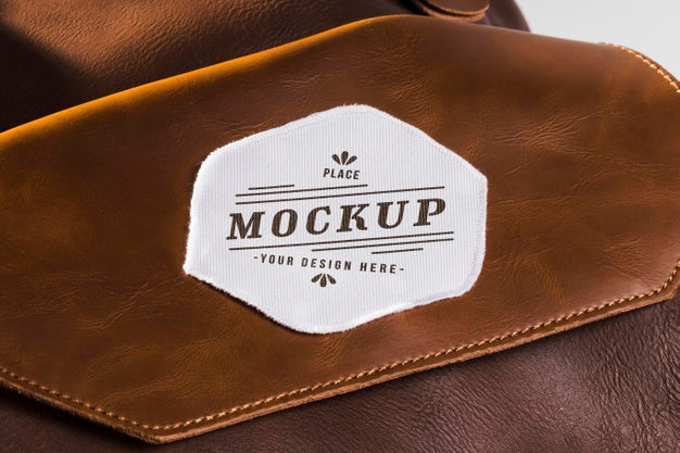 Fabric Clothing Patch Mock-Up On Leather Bag Psd