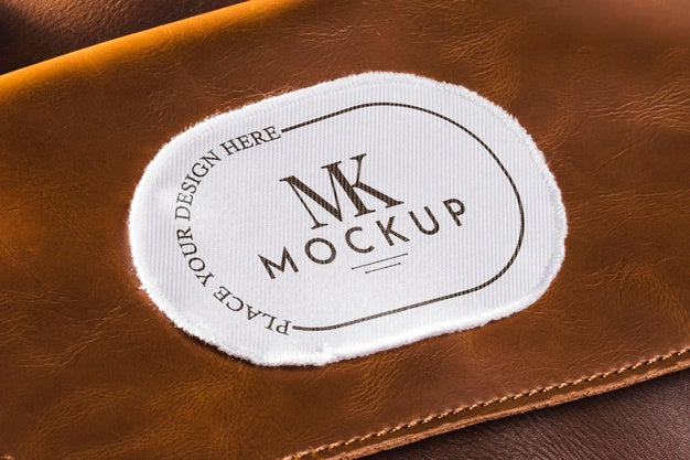 Fabric Clothing Patch Mock-Up On Leather Bag Psd