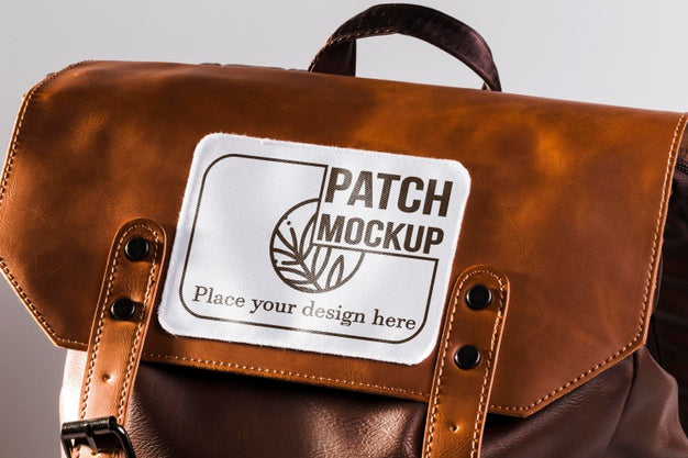 Fabric Clothing Patch Mock-Up On Leather Bag Psd