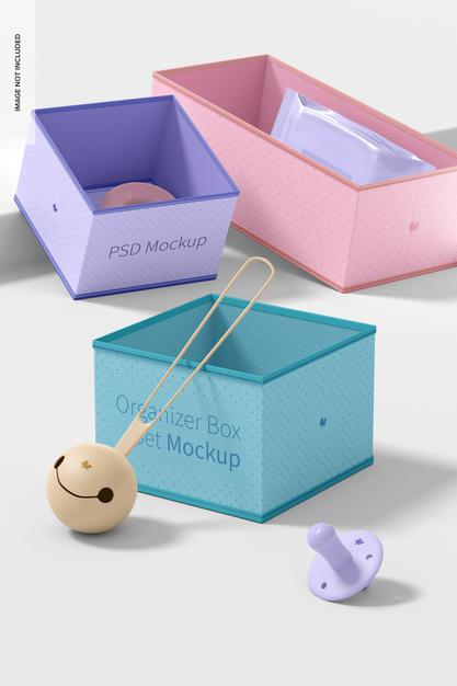 Fabric Organizer Box Set Mockup Psd
