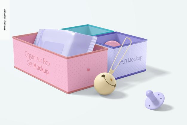 Fabric Organizer Box Set Mockup Psd
