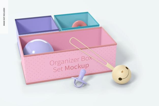 Fabric Organizer Box Set Mockup Psd