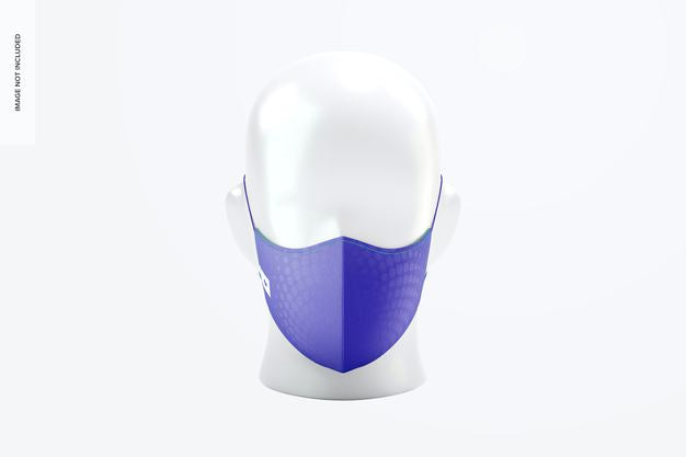 Face Mask With Elastic Bands Mockup, Front View Psd