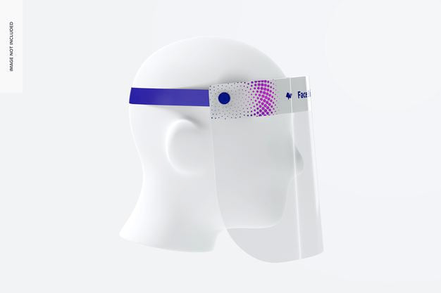 Face Shield With Head Mockup, Left View Psd