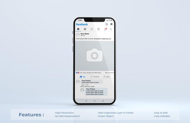 Facebook On Mobile Phone Mockup Psd