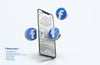 Facebook On Mobile Phone Mockup With 3D Icons Psd