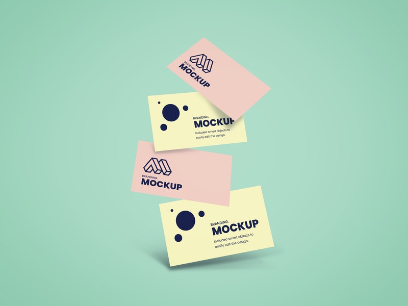 Falling Business Card Mockup