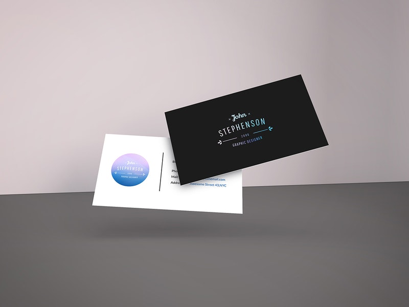 Falling Business Cards Mockup