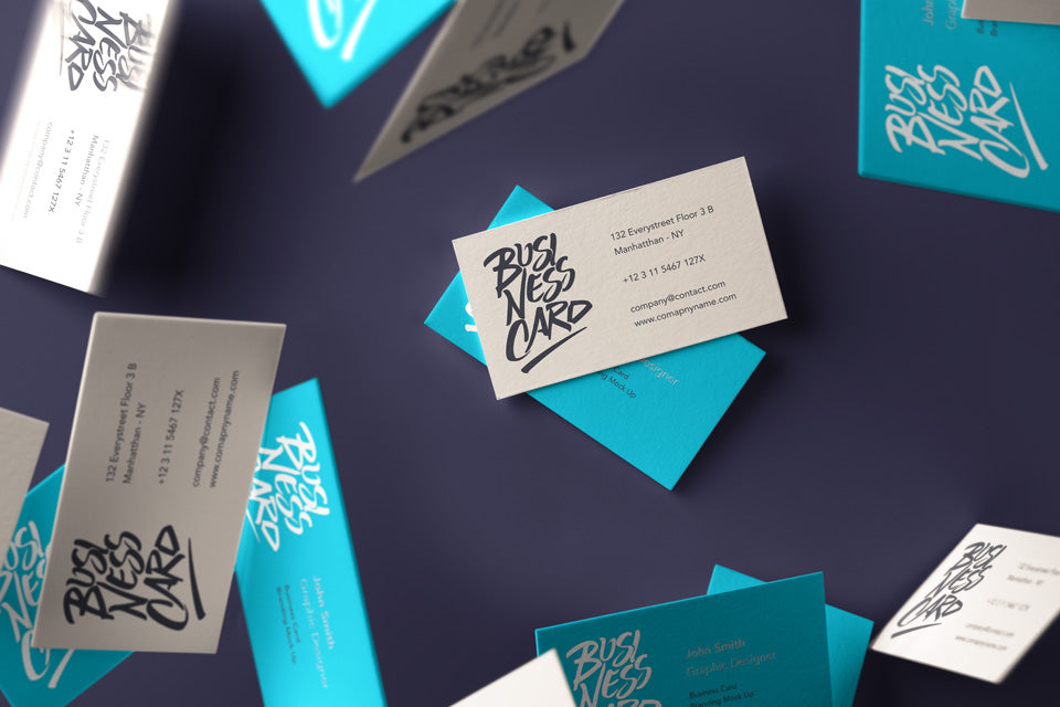 Falling Psd Business Card Mockup 3