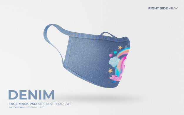 Fashion Face Mask Mockup In Denim Fabric Psd