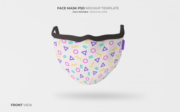 Fashion Face Mask Mockup In Front View Psd