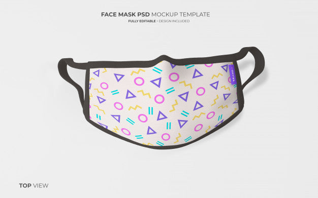 Fashion Face Mask Mockup In Top View Psd