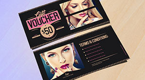 Fashion Gift Voucher Design Template & Mock-Up Psd