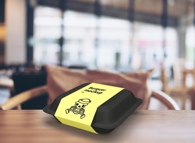 Fast Food Burger Packaging Box Mockup Psd