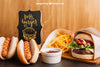 Fast Food Mockup With Hot Dogs And Hamburger Psd