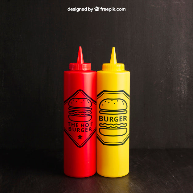 Fast Food Mockup With Ketchup And Mustard Psd