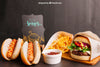 Fast Food Mockup With Two Hot Dogs And Hamburger Psd