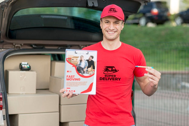 Fast Moving Courier With Copy Space Psd