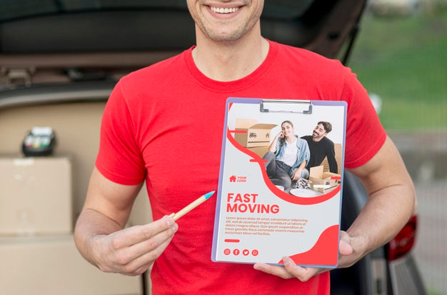 Fast Moving Courier With Copy Space Psd